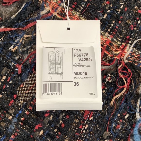 Chanel 2017A Black / Gold / Red / Navy Tweeded Tulle Jacket - Picture 5 of 5